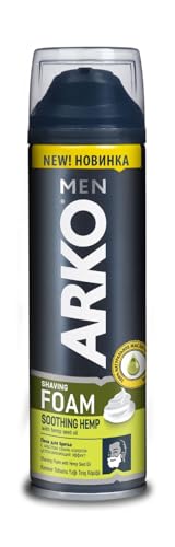 Arko Soothing Hemp Shaving Foam – 200ml | Enriched with Hemp Seed Oil for Sensitive Skin, Ultra-Smooth & Hydrating Shave
