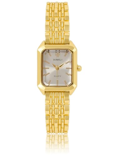 JSDDE Montre pour Femme, Montre Analogique Quartz avec Or Bracelet en Acier Inoxydable, Mouvement à Quartz Montre-Bracelet Élégant pour Filles