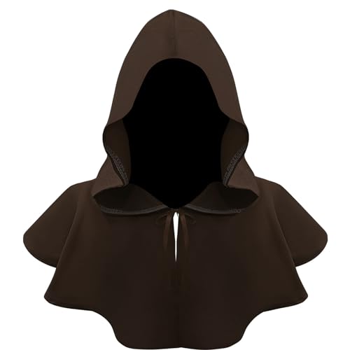 Spydge Medieval Capuz com Capuz Unisex Poncho de Halloween Cosplay Disfarce Capa com Capuz Cosplay para Homens Mulheres, Castanho, Tamanho único