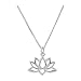 Lotus Flower Necklace in Sterling Silver on 18 Inch Chain, #7225