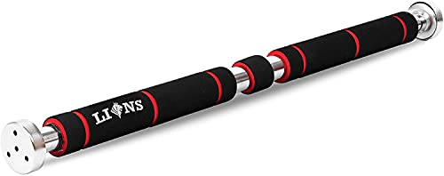 Lions Door-Frame Pull-Up Bar, Wide Grip Heavy-Duty Metal and Foam Chin-Up Pole, Adjustable Great for Home Gyms, Fitness and Training