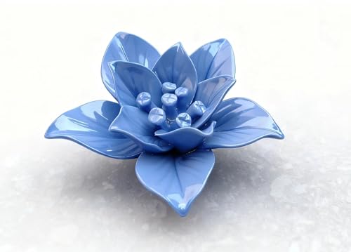 Image of Ceramic Flower Wall Art Decor, Artificial Flower Wall Sculpture,Handmade Ceramic Flowers for Home,Hallway,Living Room, Kitchen,Bathroom (Royal Blue,Gardenia, 2.76 inch)