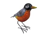 Small 5.5 Inch x 8 Inch Rustic Spring Robin Red Breast Metal Tin Song Bird Figurine Statue