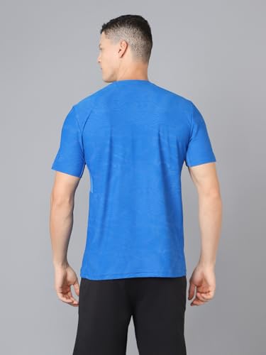 Image of TECHNOSPORT Men Cricket Fan T-Shirt IPL Printed Casual Sportswear Tee Typography Print Slim Fit Round Neck Short Sleeve Polyester Sports Tshirt for MenIPL MensJersey