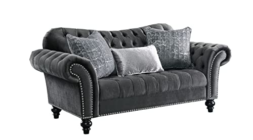 Moderno sofá Chesterfield con ribete enrollado y cabeza de clavo, botón profundo, tapizado de terciopelo, juego de sofá grande, asiento de teatro para el hogar, sala de estar, oficina, habitación de