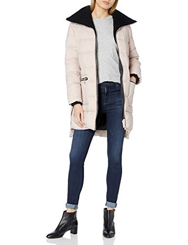 BB Dakota Junior's Cold snap Down Filled Knit Collar Puffer Coat, Parchment, Extra Small