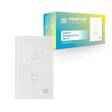 Smart Interruptor Wi-Fi Positivo Casa Inteligente, 2 Botões, Touch, Branco - Compatível com Alexa e Google Assistente