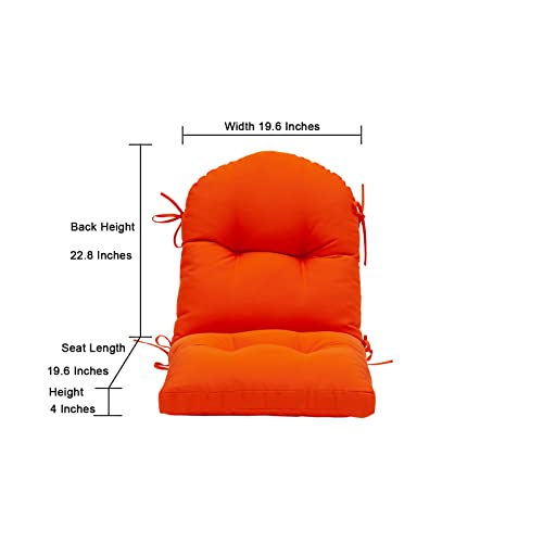 Image of QILLOWAY Tufted Outdoor Chair Cushion Set of 4, Waterproof 43x20x4 Inch Non Slip Replacement Pad for Wicker Lounge Patio Furniture, Orange