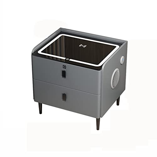 WYJZALLL Intelligenter Nachttisch mit Audio-Nachttisch Beistelltisch mit kabellosem Laden und Fingerabdruck-Sperre Seitenschrank Holzmöbel for Zuhause (Größe : 40X40X46cm) Cover