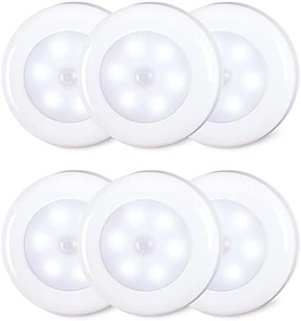 STAR-SPANGLED 6 Pack 2.8” Motion Sensor Lights Indoor AAA Battery Operated, Stick on LED Puck Light for Stairs, Under Cabinet, Closet, Cool White