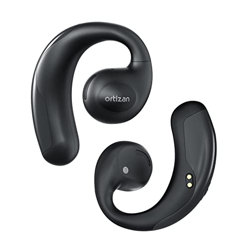 Ortizan Open Ear Headphones Built in Mic-Wireless Earbuds with Earhooks Bluetooth 5.3 and IPX67 Waterproof- Air Conduction Headphones with Dual 16mm Dynamic Drivers Deep Bass for Sports(I9,Black)
