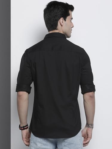 Image of The Indian Garage Co Men Slim Fit Solid Full Sleeves Spread Collar Casual Shirt