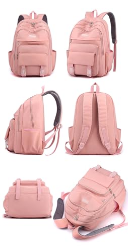 JiaYou Girls Junior Middle School Backpack Solid Color Casual Daypack Laptop Bag fit for School Travel Leisure time(Black,25 Liter)3