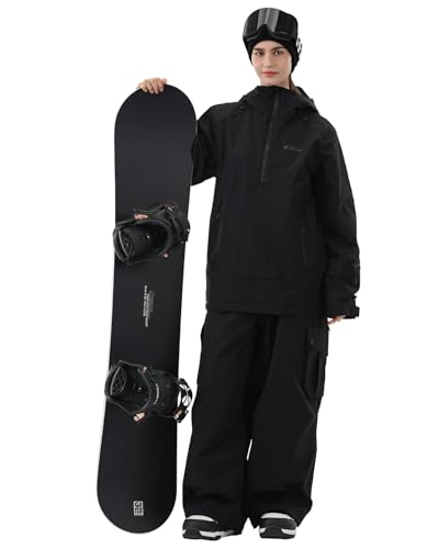 Image of Ski Jacket Women with Recco 3L Snowboard Anorak Pullover Baggy Coat Hooded Insulated Hoodie Waterproof Warm
