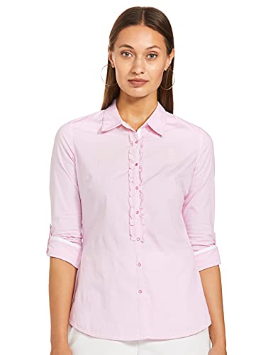 U.S. Polo ASSN. Women Button Down Regular Fit Shirt, Peony Pink, L