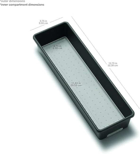 madesmart Classic 12 x 3 Bin - Granite CLASSIC COLLECTION Multi-Purpose Storage Organizer Soft-grip Lining and Non-slip Rubber Feet Easy to Clean Durable BPA-Free