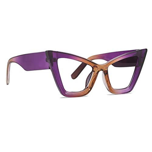 Image of Retro Cat Eye Blue Light Blocking Reading Glasses For Women Men Oversized Anti Anti Glare UV Eyewear (purple, 3.75, multiplier x)