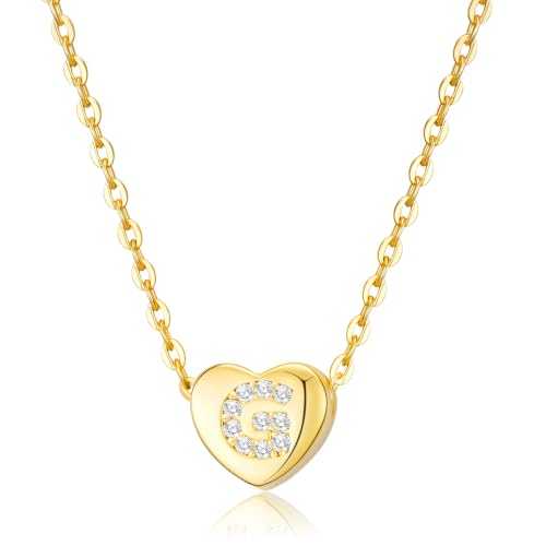 Image of Cheria Gold Initial Necklaces for Women, 14K Gold Heart Letter Necklace Personalized Jewellery Birthday Gifts for Girls Sister, G