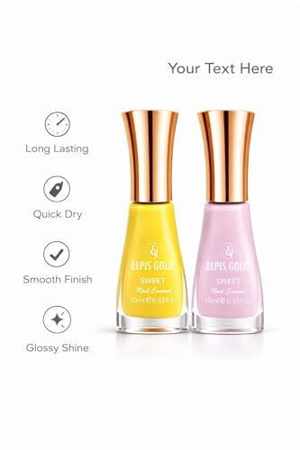 Image of Nail Paint Combo Pack of 2 | Quick Dry | Long Lasting | Glossy Finish (Yellow Pink Combo)