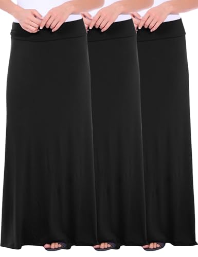 Popana Long Maxi Skirt for Women, Flowy Long Skirts for Women (3 Pack)