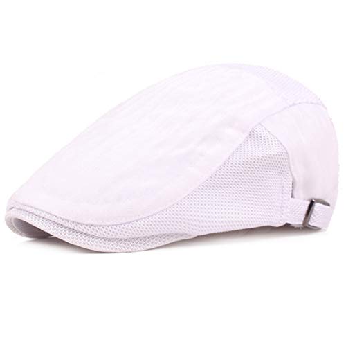 Yixda Newsboy Gatsby Casquette d'été plate - Blanc - Taille Unique Cover