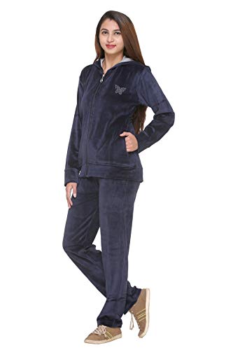 Image of CUPID Regular Fit Velvet Track Suit for Woman, Winter Wear Velvet Night Suit Set with Pockets for Sports, Night, Jogging, Daily Gym Wear L to 5XL
