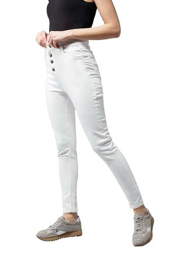 Image of Dolce Crudo Women's Skinny Fit High Rise Stretchable Regular Length Bleached Denim Jeans