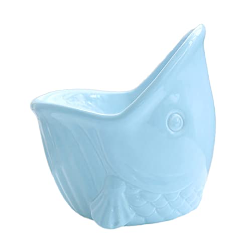 Sosoport Multi-Function Pet Bowl Ceramic Dog Cat Feeding Bowl Elevated Kitten Smooth Surface Easy Wash