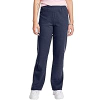 Hanes ComfortSoft EcoSmart Women's Open Bottom Leg Fleece Sweatpants, Navy Heather, Large