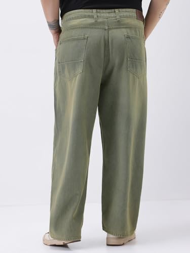 Image of Urbano Plus Men's Loose Baggy Fit Heavy Washed Jeans Non-Stretchable