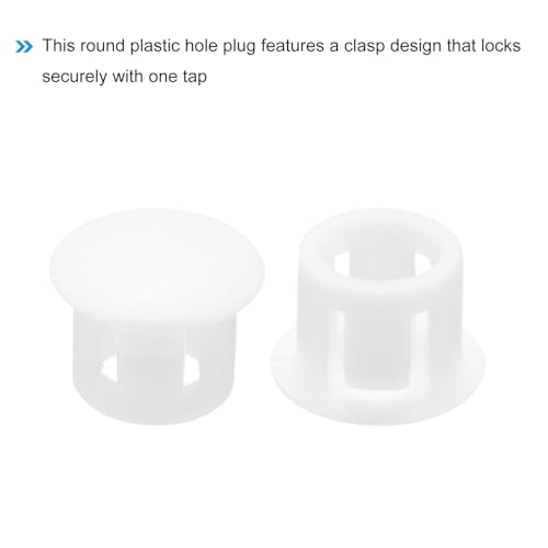 Image of MECCANIXITY 100PCS 7mm(1 /4 inch) White Plastic Hole Plugs, Flush Type Panel Hole Plugs Insert End Caps for Locking Hole Tubes Furniture Cabinet