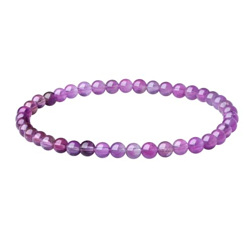 XIANNVXI Amethyst Armband Damen Perlenarmband Lila Perlen 4mm Heilsteine Armband Echte Amethyst Steine Armbänder Yoga Mini Edelsteinarmband Geschenke für Frauen
