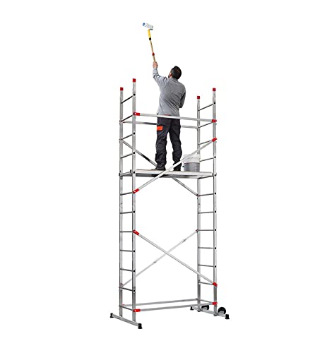 Echafaudage roulant pour escalier avec montage rapide 2,4m/4,4m en aluminium Hailo Fast & Lock 5