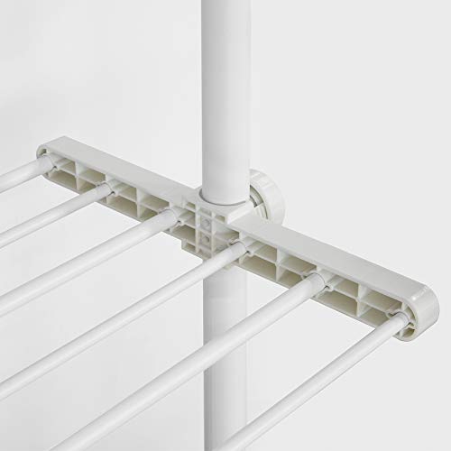 SoBuy KLS07-W Kledingrek Telescopisch Opbergsysteem met 1 Bar 3 Planken en 1 Vorkkleding - Staal Plastic – Wit - Image 5