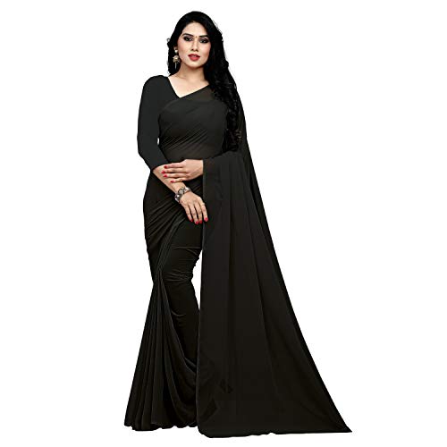 Image of StyleScope Women's Plain Georgette Saree With Georgette Plain Matching Unstitched Blouse Piece (Plainn)