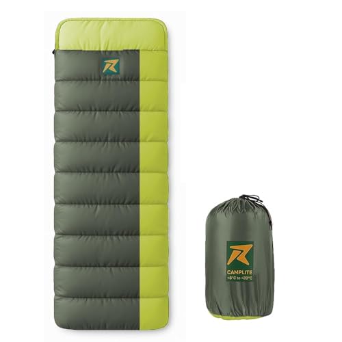 Image of Rocksport Camplite +8C to +20C Rectangular Shape Sleeping Bag for Camping, Hiking, Indoor & Outdoor, Warm Sleep Bag l Free Adventure Pass(Yellow /Army Green STR)