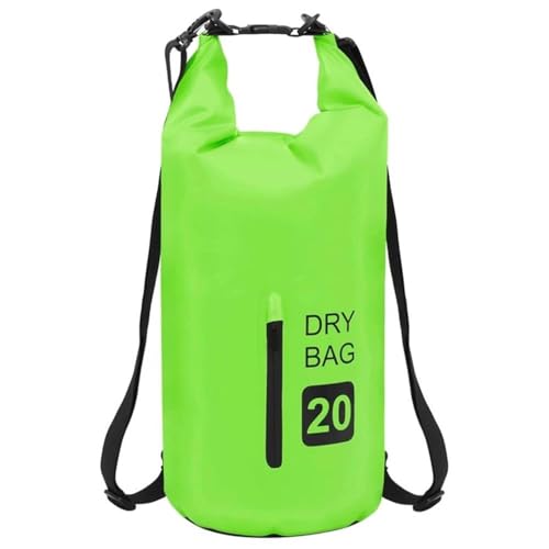Pemberly Row Bolsa Seca de PVC, Capacidad 5.3 gal, Ligera y Duradera, Acabado Verde y Negro, 14.2" x 24", Diseño con Cierre Impermeable, Correas Ajustables para Hombro, Plegable para Actividades al Aire Libre miniatura 5