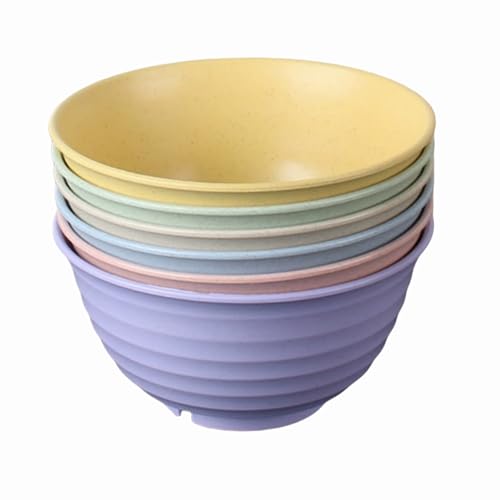 6 Pack Wheat Straw Bowls Reusable Salad Bowls,Durable and Lightweight, Perfect for Home, Parties, Camping, and Outdoor Use Dishwasher Safe