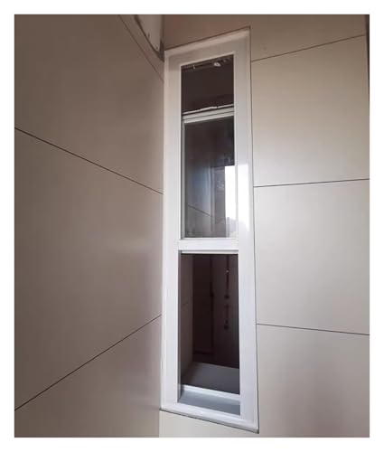 Ventana Ventanas correderas Ventana corredera vertical estrecha blanca, Cristal transparente Ventanas de repuesto para casas móviles, Aluminio guillotina simple, para CSótano(W12xH25in/30x63cm)