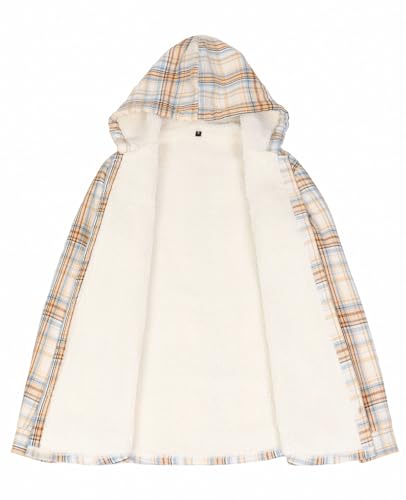 ThCreasa Womens Sherpa Lined Plaid Hooded Flannel Jacket with Hand Pockets Button Down Shirt Jackets3