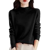Womens Mock Neck Cashmere Sweaters Fall Long Sleeve Loose Casual Wool Sweater 2025 Winter Soft Knit Pullover Tops Mohair Sweaters for Women
