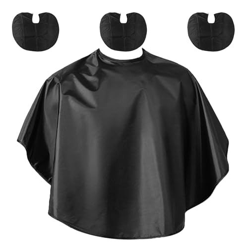 VICASKY 4pezzi Mantello Corto da Barbiere per Taglio Capelli Tinture e Shampoo Grembiule da Salone Copertura Ampia Riutilizzabile e Facile da Indossare