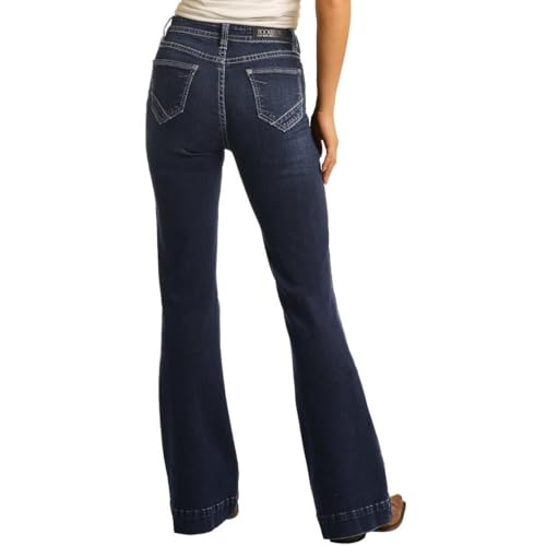 Rock & Roll Denim Jeans Womens Trouser High Rise Dark Vintage W8H41654