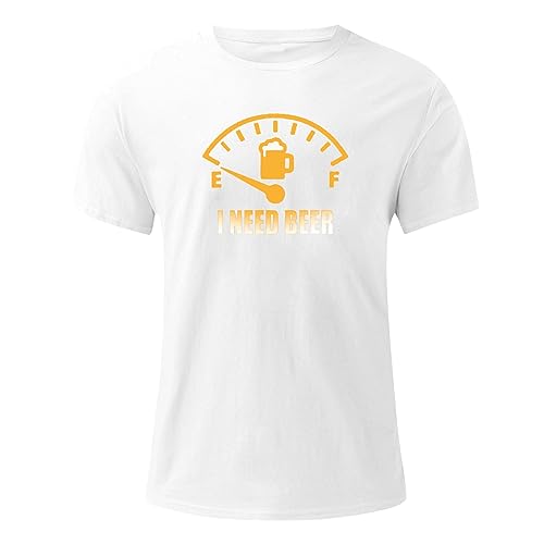Camiseta de cerveza de manga corta para hombre con cuello redondo, parte superior transpirable, estampado divertido, camiseta interior para hombre, color negro, sin mangas, Blanco-B., XXL