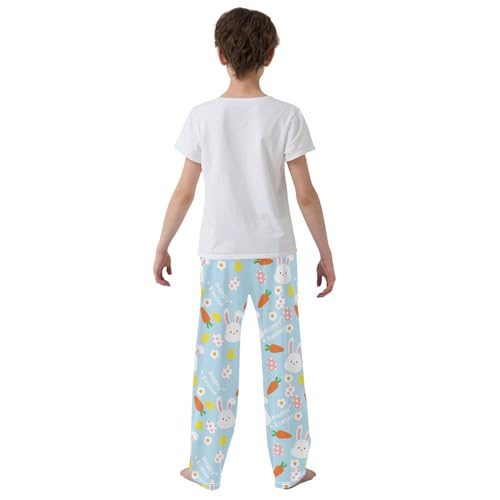 ZZXXB Bunny Chick Egg Happy Easter Boys Long Pants Soft Trousers Elastic Waist Kids Lounge Bottoms with Pockets S-XL3