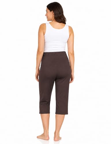 Joyaria Damen Capri Umstandshose Schwangerschaftshose Bambus Viskose Schwangerschafts Umstands Jogginghose Maternity Caprihose (Schokolade, L)