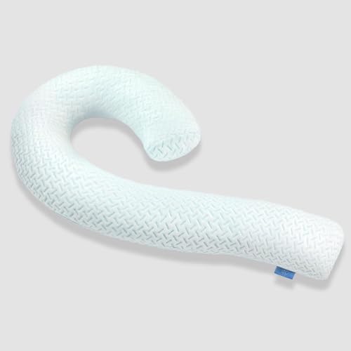 SCHNAUZER HOME Cooling Body Pillow for Adults - Soft Long Bed Pillows Insert for Sleeping - Removable Washable Cover & Shredded Memory Foam - Swan Shaped Pregnancy Side Sleeper Pillow 49 Inch (Blue)