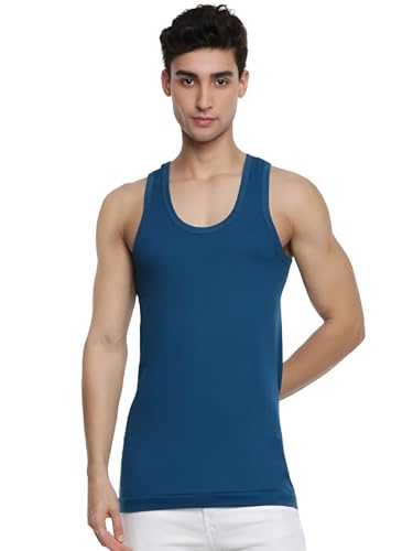 Image of RAMRAJ COTTON Pack of 3 Men's Multicolor Scoop Neck Sleeveless Cotton Undershirt Vest(Multicolor 1;85)