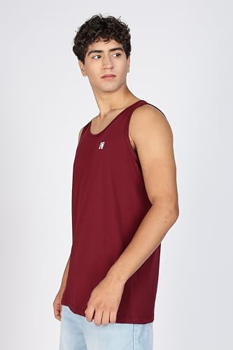 Image of Men's Black Tank Top, 100% Combed Cotton, Regular Fit, Sleeveless Gym Workout Vest with Logo