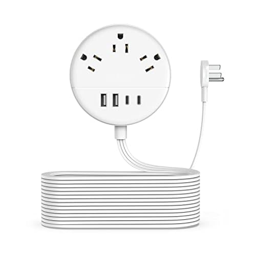 Flat Extension Cord 25 ft, NTONPOWER Flat Plug Power Strip with 3 Outlets 4 USB Ports(2 USB C), Ultra Thin Extension Cord Under Carpet, Mountable, Long Outlet Extender for Indoor Home Office